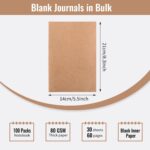 A5 Blank Kraft Notebook — Pack of 100, 60 Pages, 80 GSM