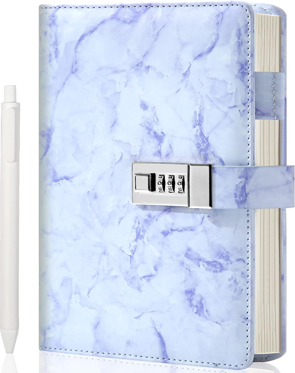 A5 Lockable Diary with Pen — 192 Pages, Marble Cover, Purple A5 Lockable Diary with Pen — 192 Pages, Marble Cover, Purple