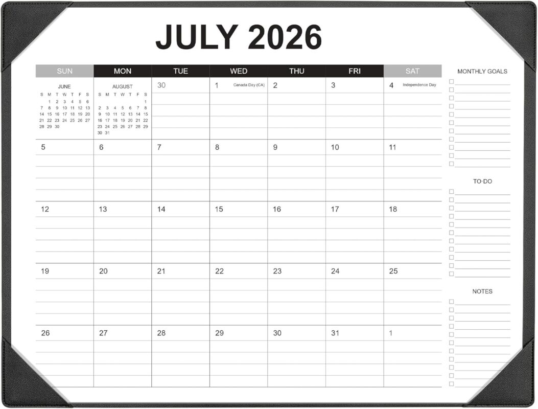 Desk Pad Calendar 2026–2027 — 22 x 17 Inch, July 2026 to December 2027