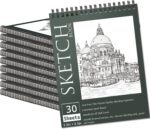 Mini Spiral Sketch Book 5.5 x 8.5 Inch — Pack of 10, 300 Sheets