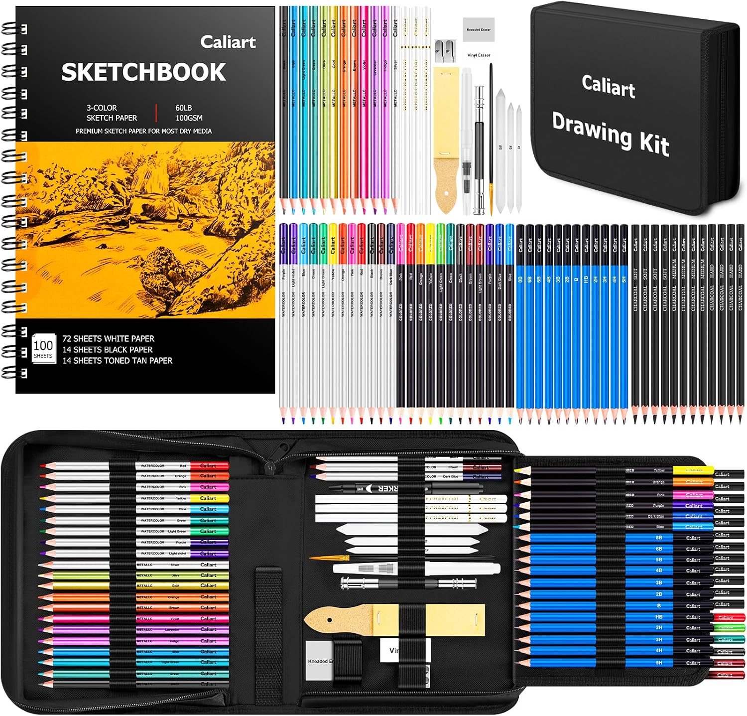 Sketching Art Set — 176 Pieces with Sketch Book and Pencils Sketching Art Set — 176 Pieces with Sketch Book and Pencils