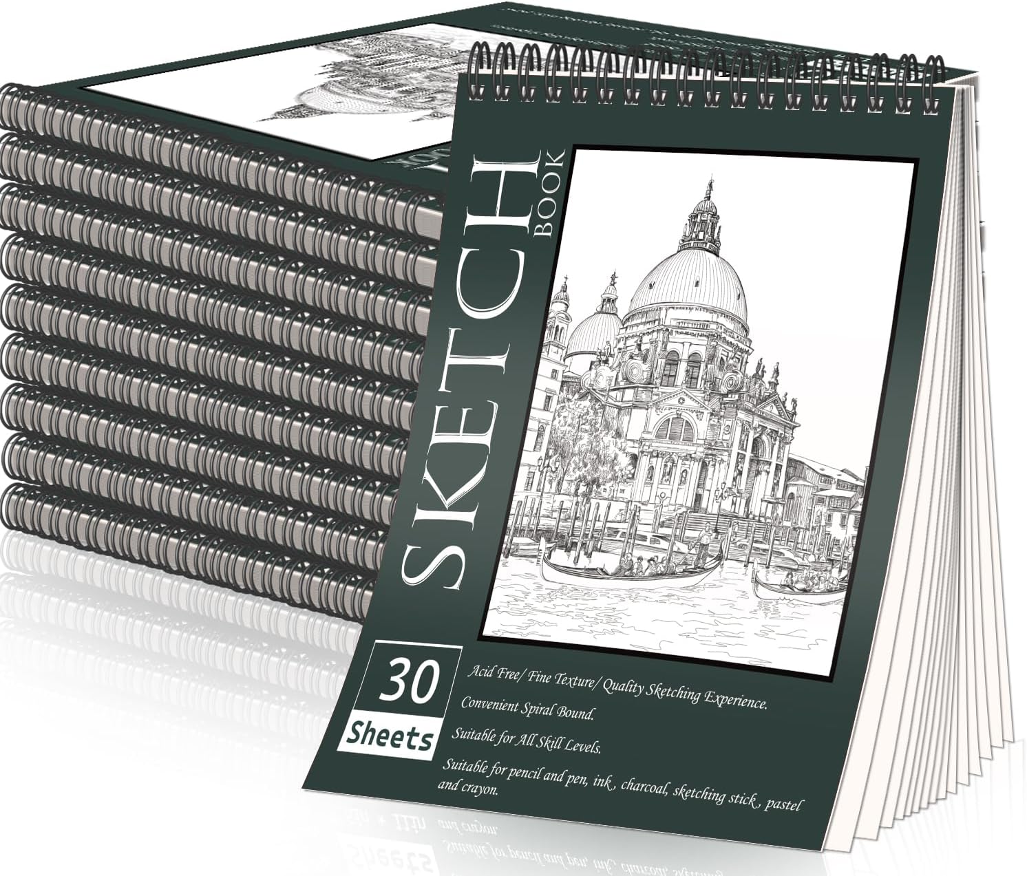 Spiral Sketch Book 8.5 x 11 Inch — Pack of 10, 100 GSM Drawing Paper Spiral Sketch Book 8.5 x 11 Inch — Pack of 10, 100 GSM Drawing Paper