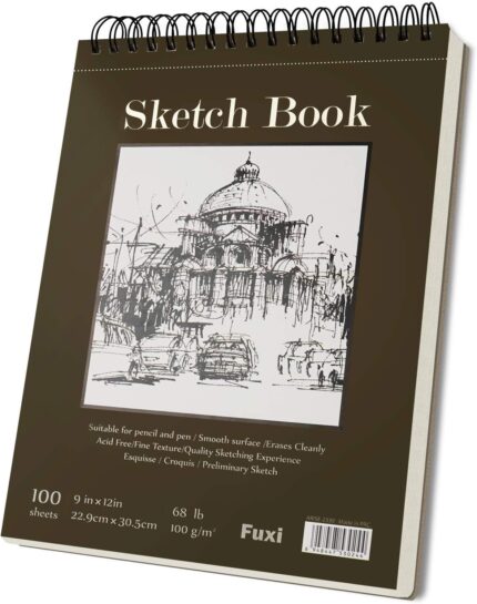 Spiral Sketch Book 9 x 12 Inch — 100 Sheets, Acid-Free Drawing Paper