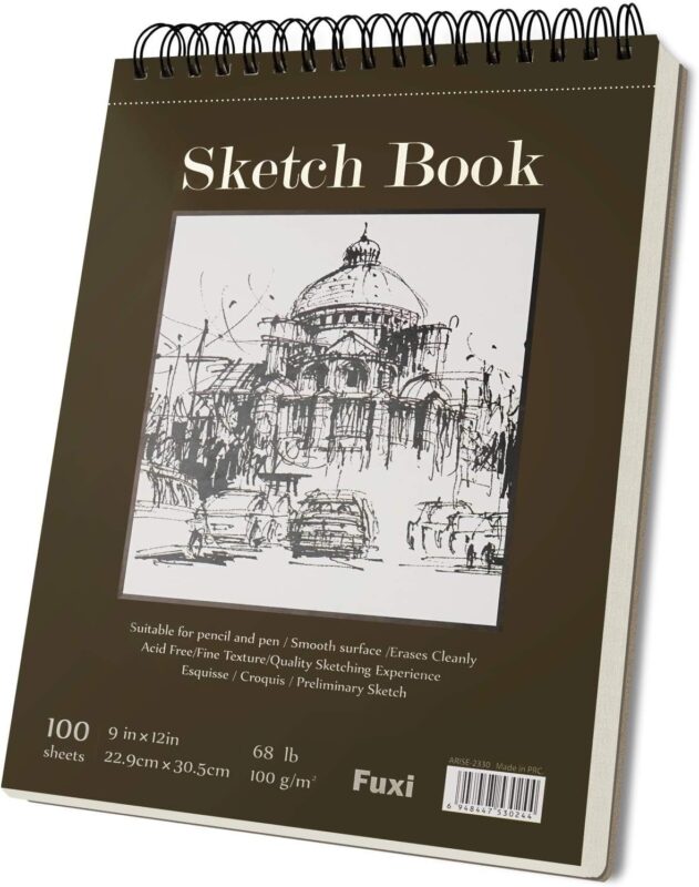 Spiral Sketch Book 9 x 12 Inch — 100 Sheets, Acid-Free Drawing Paper