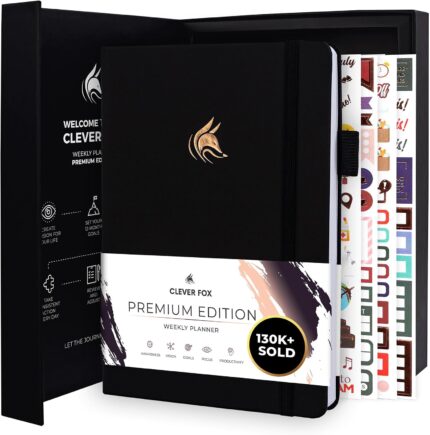 Undated Weekly and Monthly Planner — Hardcover with Gift Box, Black