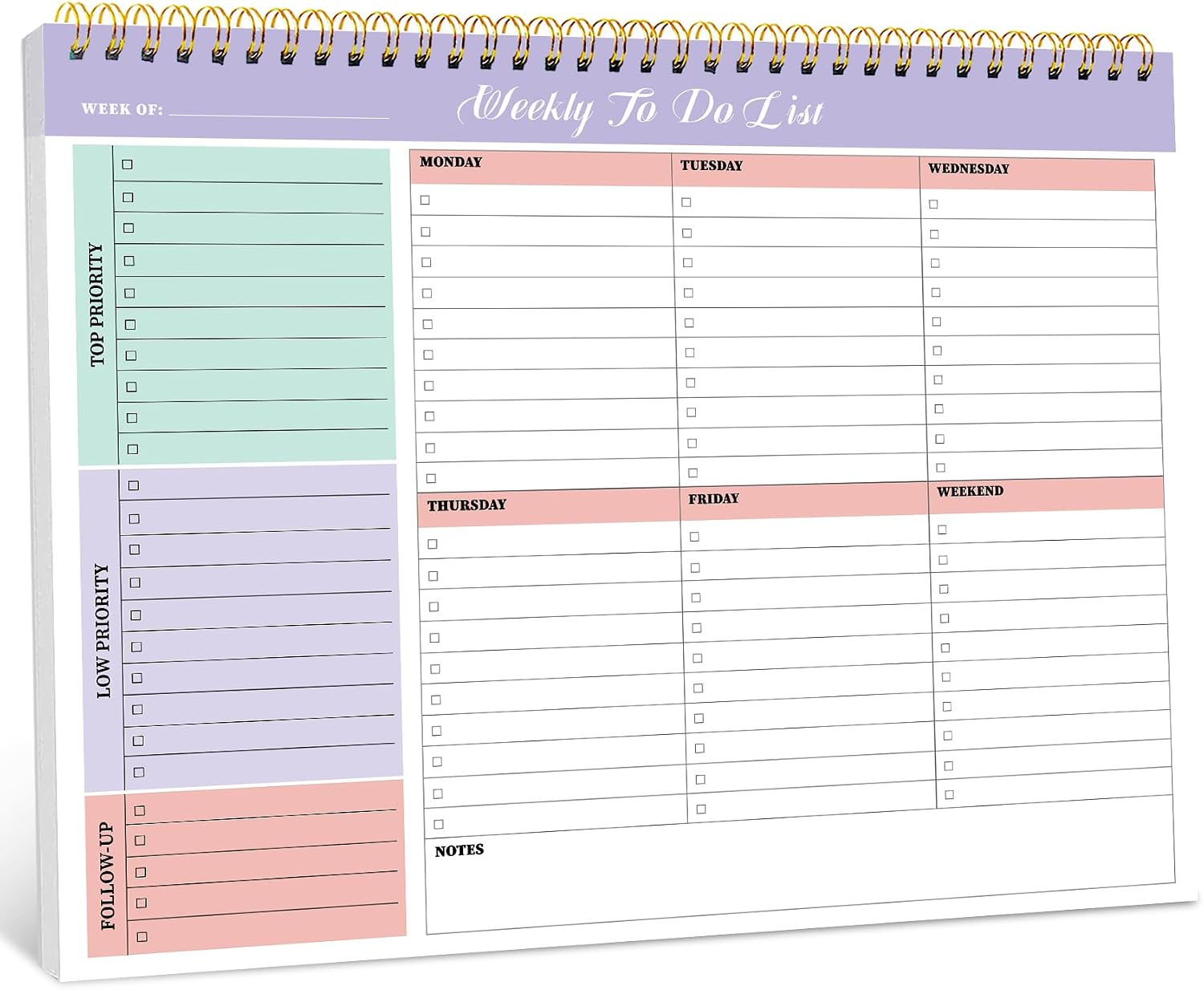 Undated Weekly To-Do Notepad 8.5 x 11 Inch — Tear-Off Desk Planner Undated Weekly To-Do Notepad 8.5 x 11 Inch — Tear-Off Desk Planner